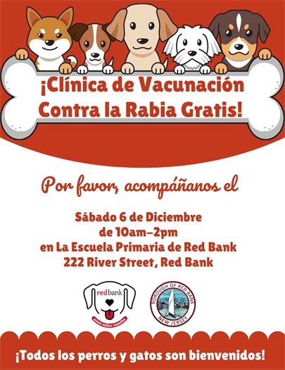 Clinica de Vacunacion Contra la Rabia Gratis - 12/6 - 10am-2pm - Escuela Primaria de Red Bank