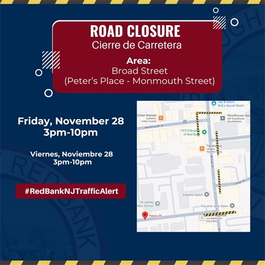 Broad St Road Closure - 3pm-10pm