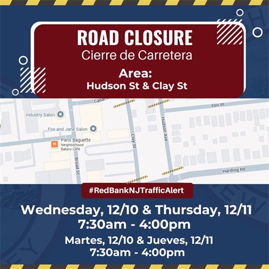 Road Closure - Hudson and Clay - 12/10-12/11 - 7:30am-4pm