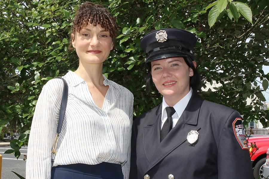 2 women at the Memorial Day service