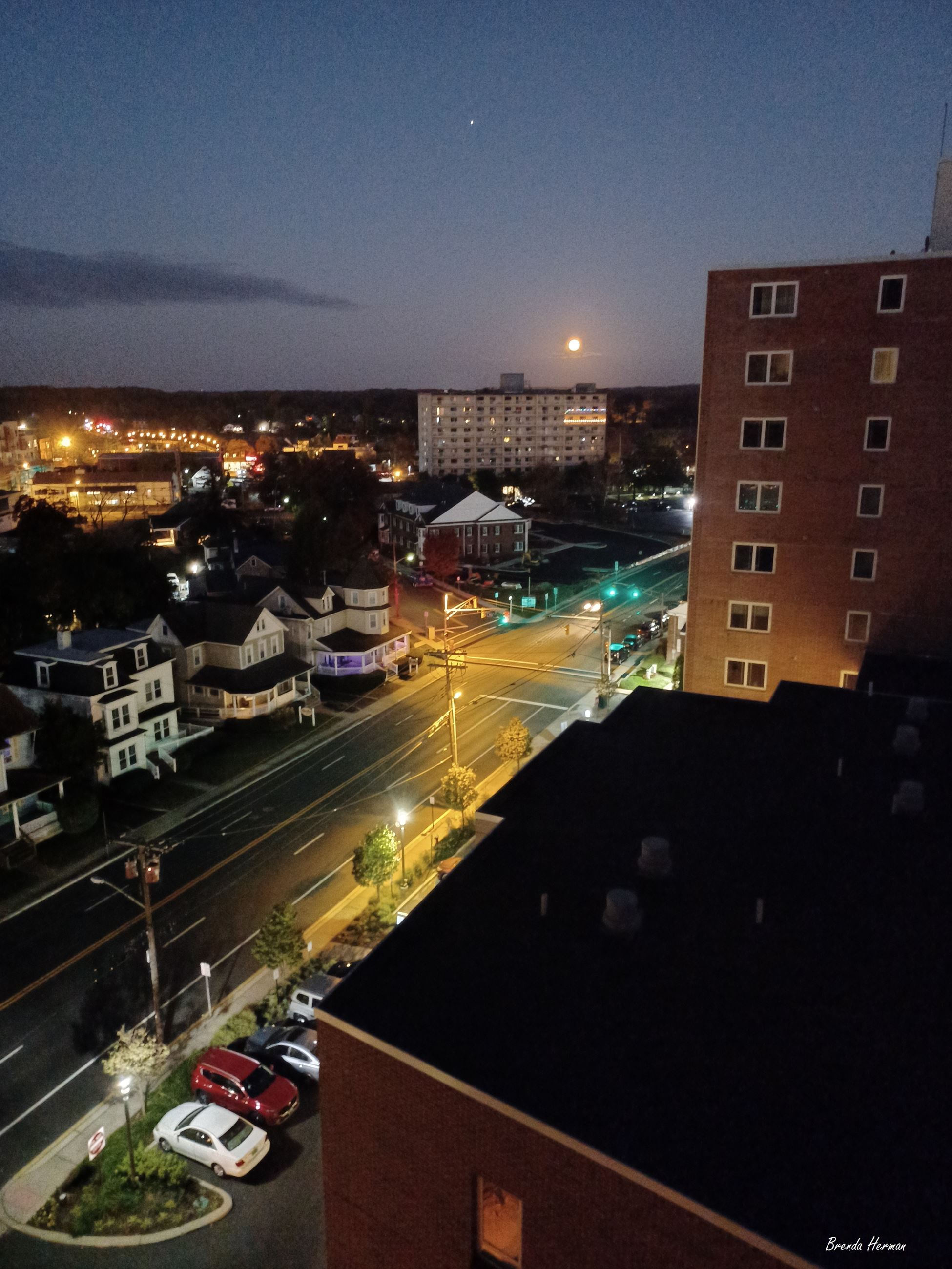 Rooftop night view of city