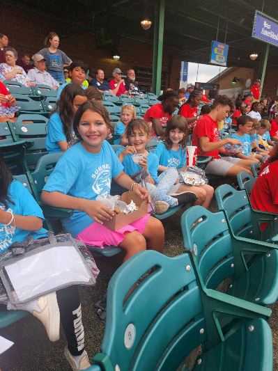 Camp goers at the ball park